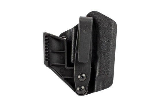 The Mission First Tactical Minimalist AIWB Glock Holster features an ambidextrous design